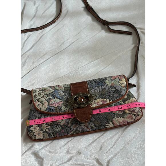 EUC Patricia Nash Verdura Bosque Tapestry Crossbody Clutch Leather Floral Purse - Picture 13 of 14